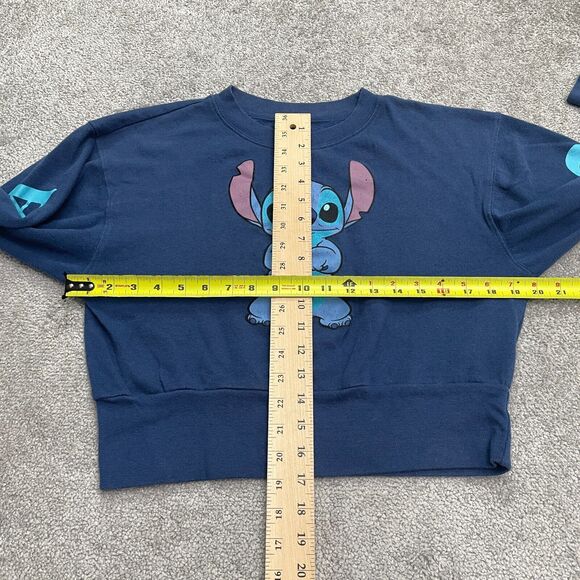 Disney Lilo & Stitch Graphic Pullover Sweatshirt Boys Kids Medium Blue Crew Neck - Picture 8 of 14